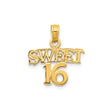 14k Yellow Gold Sweet 16 Pendant, Bold Lettering Milestone Charm for Teen Girls