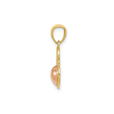 14k Two-Tone Gold Sweet 16 Pendant with Dual Heart and Rose Gold Accent