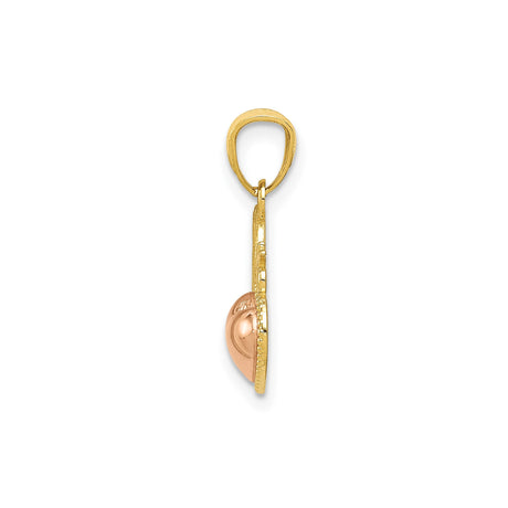 14k Two-Tone Gold Sweet 16 Pendant with Dual Heart and Rose Gold Accent