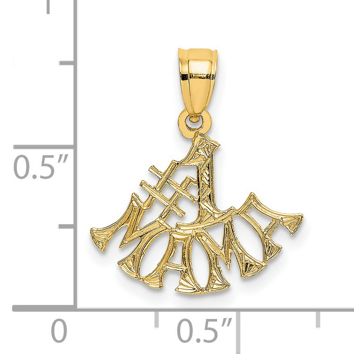 #1 MAMA Charm Pendant in Real 14k Yellow Gold