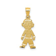 14k Yellow Gold Boy Pendant with Textured Finish and Polished Accents, Symbolic Family Charm