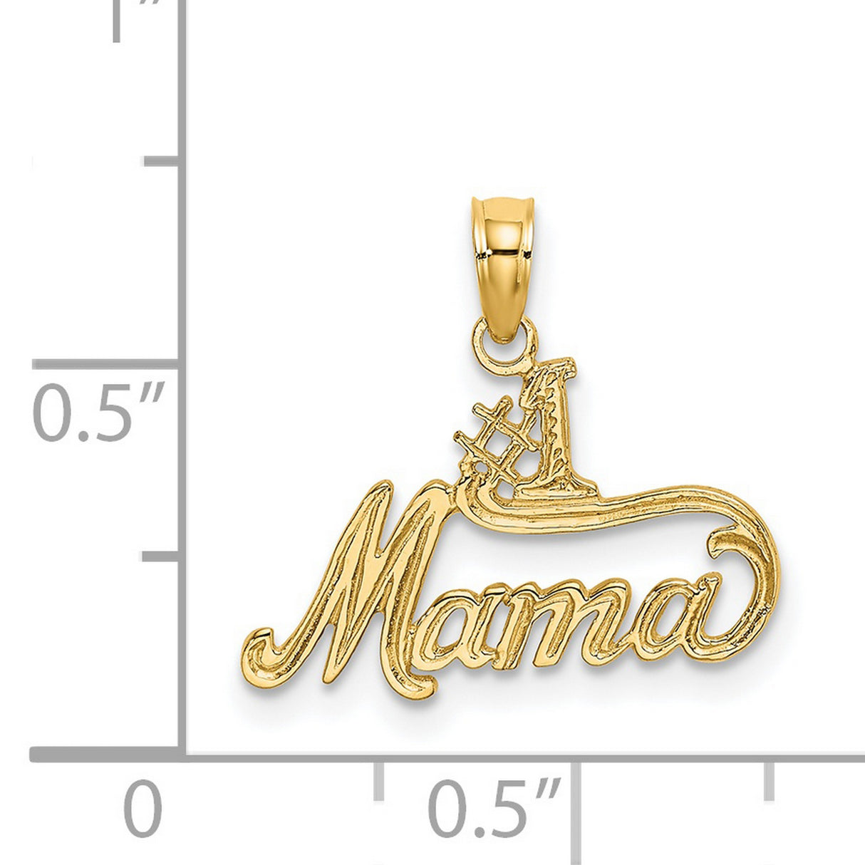 #1 MAMA Charm Pendant in Real 14k Yellow Gold