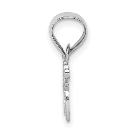 14k White Gold Mom Pendant with Heart Design, Symbolic Love Charm for Women