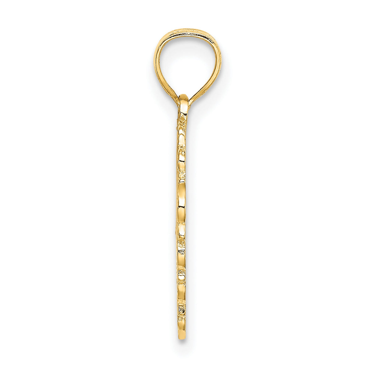 14k Yellow Gold Heart Pendant with MOM Lettering and Floral Accent
