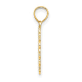 14k Yellow Gold Heart Pendant with MOM Lettering and Floral Accent