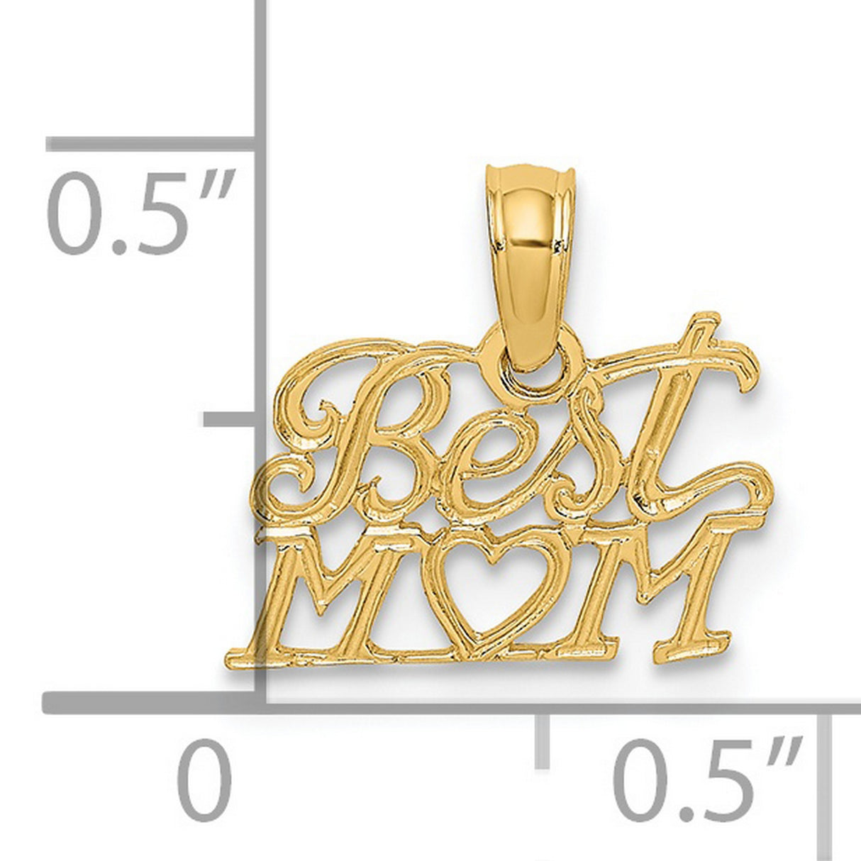 14k Yellow Gold Pendant with Mom Heart Design, Sentimental Family Jewelry for Women