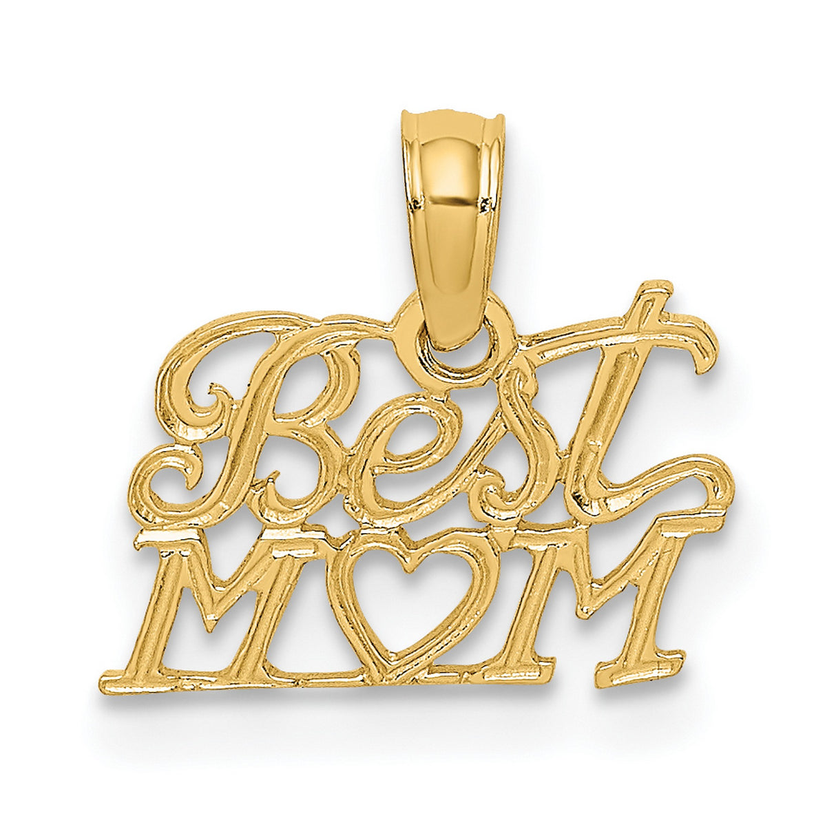 14k Yellow Gold Pendant with Mom Heart Design, Sentimental Family Jewelry for Women
