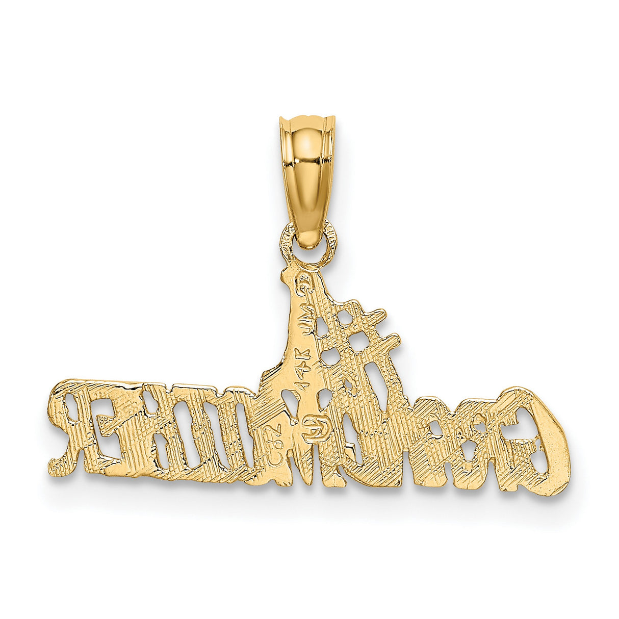 #1 Grandmother Words Charm Pendant in Real 14k Yellow Gold