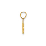 Best Grandma Words On Scrolled Flower Charm Pendant in Real 14k Yellow Gold
