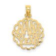 14k Yellow Gold Nana of the Year Pendant with Scalloped Edge and Openwork Lettering