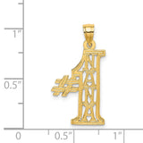 14k Yellow Gold Pendant, Bold Hashtag Number One Nana Charm with Vertical NANA Engraving