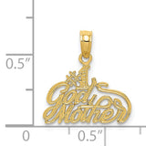 #1 God Mother Words Charm Pendant in Real 14k Yellow Gold