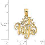 #1 WIFE Charm Pendant in Real 14k Yellow Gold