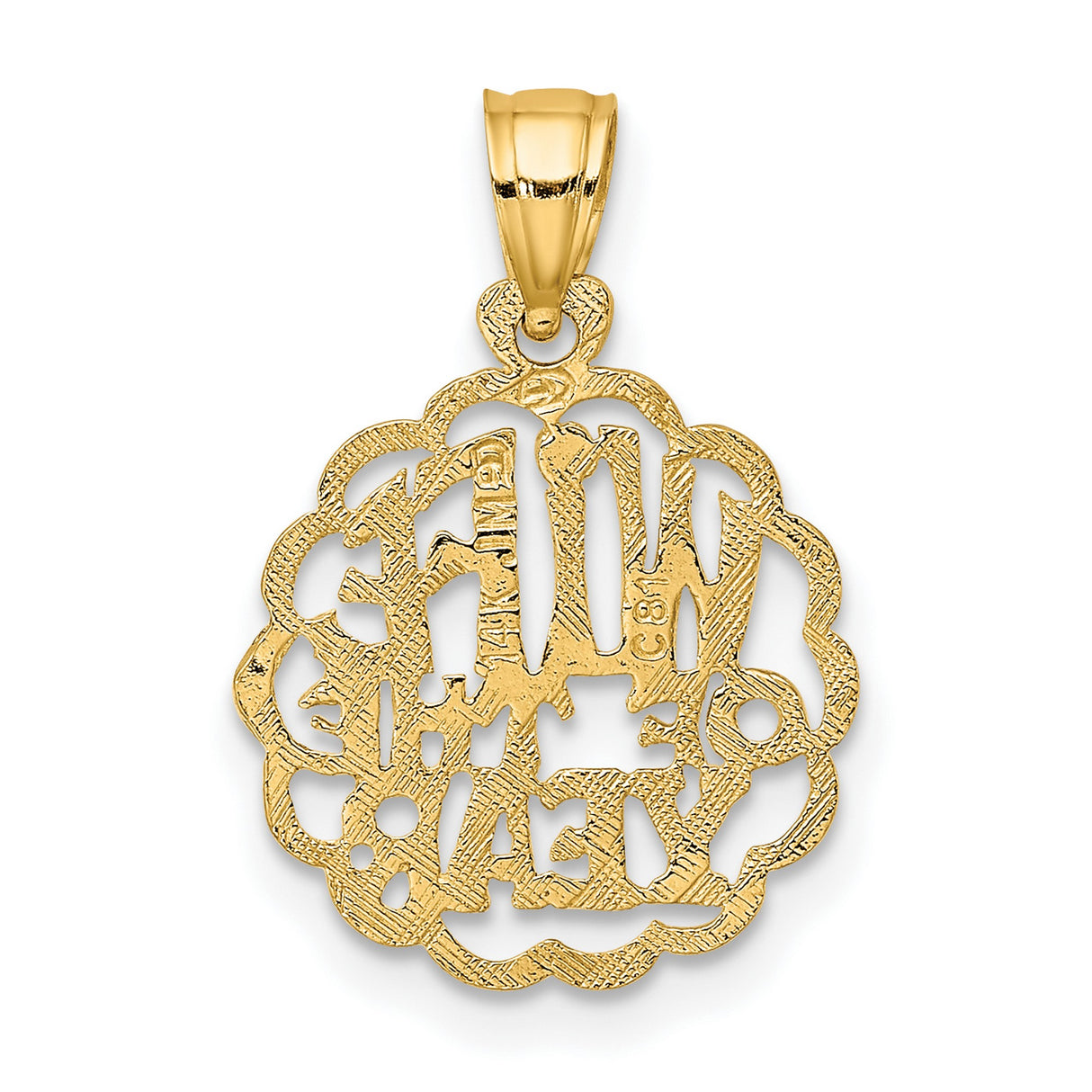 14k Yellow Gold Pendant with Openwork Design, Wife of the Year Charm, Romantic Anniversary Jewelry