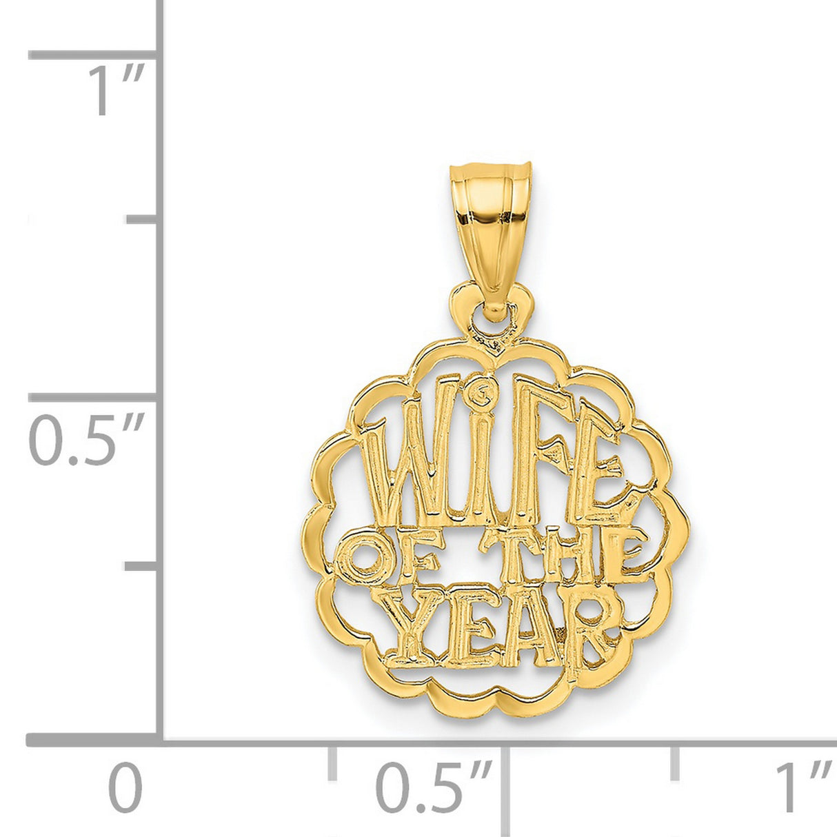 14k Yellow Gold Pendant with Openwork Design, Wife of the Year Charm, Romantic Anniversary Jewelry