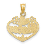 #1 SISTER in Heart Charm Pendant in Real 14k Yellow Gold