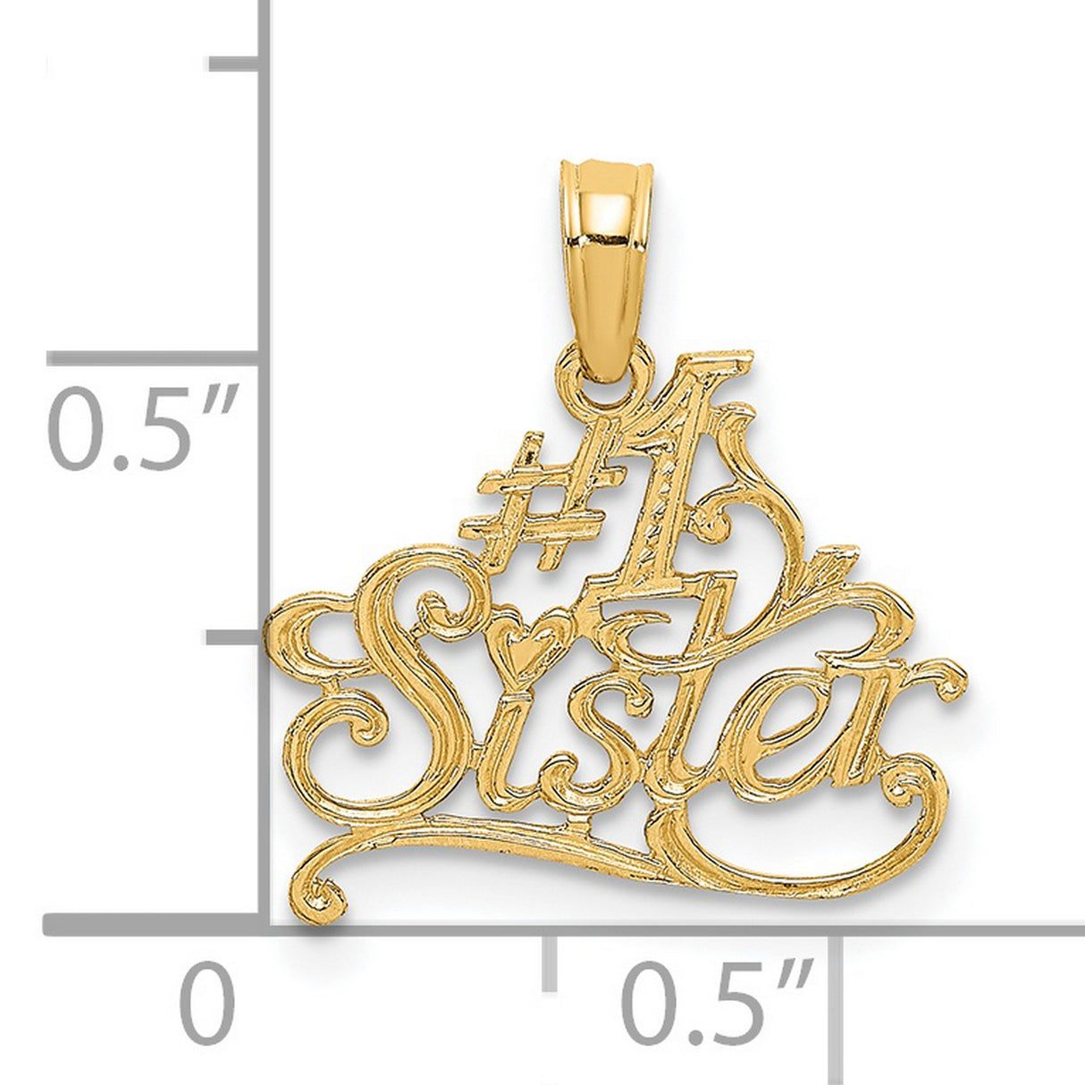 #1 SISTER Charm Pendant in Real 14k Yellow Gold