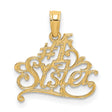 #1 SISTER Charm Pendant in Real 14k Yellow Gold