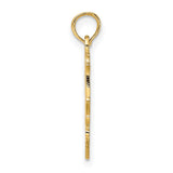 14k Yellow Gold Heart Pendant with Lil Sis Openwork Floral Design