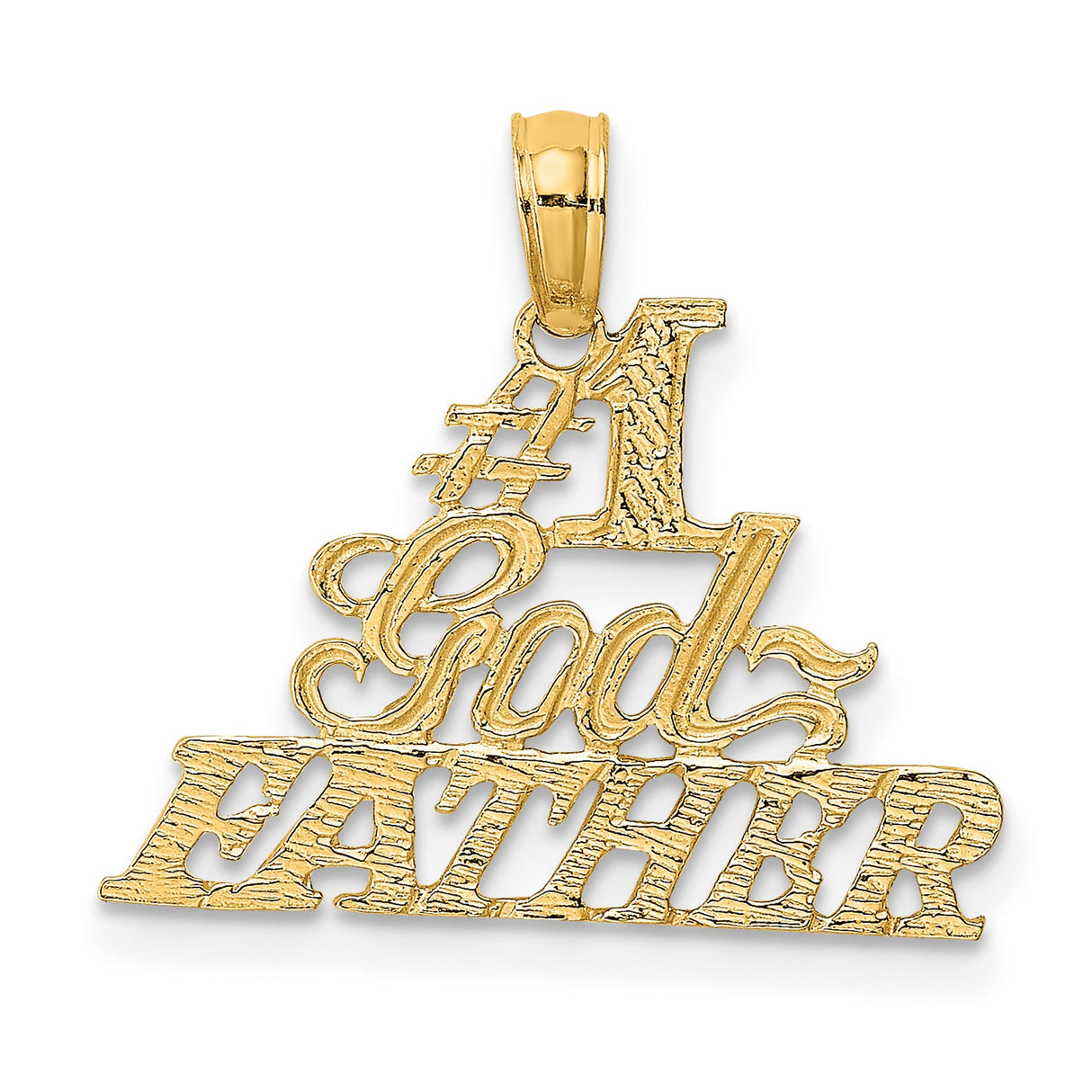 #1 GODFATHER Charm Pendant in Real 14k Yellow Gold