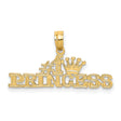 #1 PRINCESS Charm Pendant in Real 14k Yellow Gold