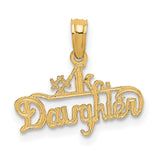 #1 DAUGHTER Charm Pendant in Real 14k Yellow Gold