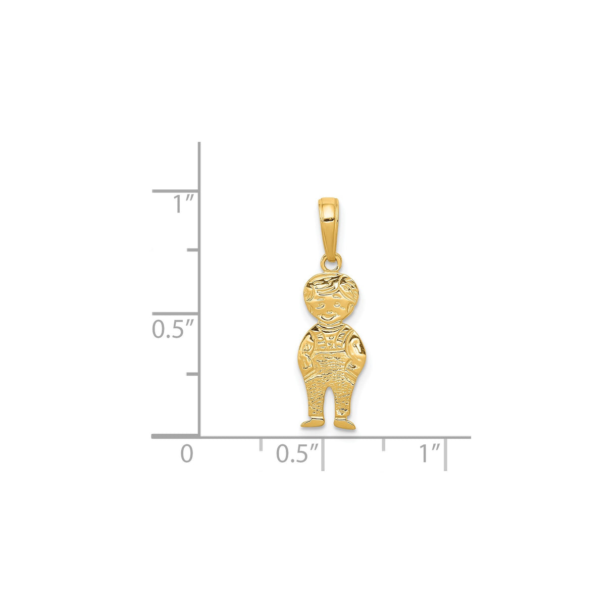 14k Yellow Gold Smiling Boy in Overalls Pendant, Symbolic Family Keepsake Charm
