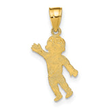 14k Yellow Gold Boy Charm Pendant with Heart, Family Keepsake Jewelry for Mothers
