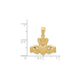 14k Yellow Gold Claddagh Pendant with Heart, Hands, and Crown Symbol, Celtic Irish Jewelry for Women