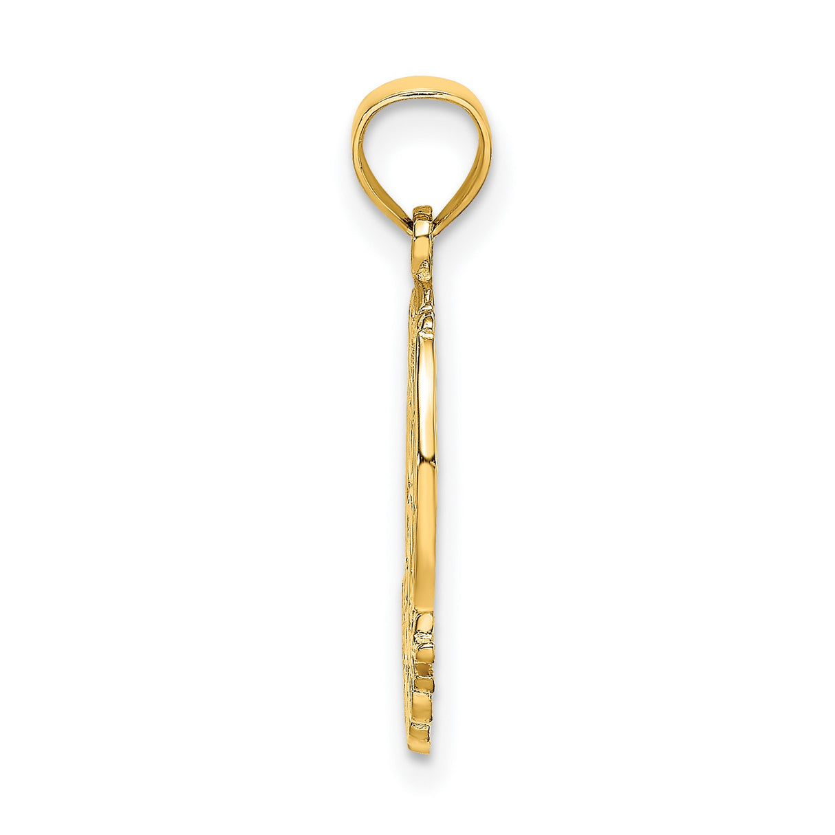 14k Yellow Gold Pendant with Horseshoe, Four-Leaf Clover, and Good Luck Engraving