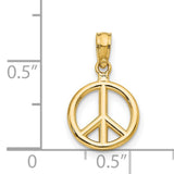 14k Yellow Gold Peace Symbol Pendant, Boho Style Harmony Charm for Women or Unisex Wear