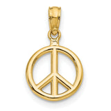 14k Yellow Gold Peace Symbol Pendant, Boho Style Harmony Charm for Women or Unisex Wear