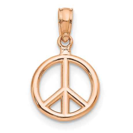 14k Rose Gold Peace Pendant, Classic Peace Symbol, Boho Spiritual Jewelry for Women and Unisex