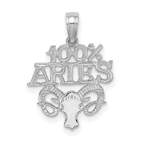 14k White Gold Aries Zodiac Pendant with Ram Head Symbol, Astrology Charm