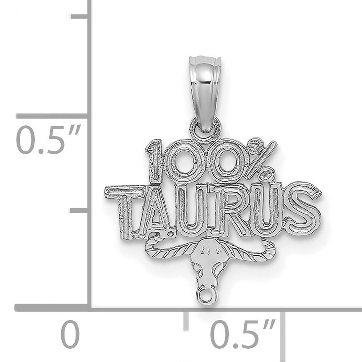 100% TAURUS Zodiac Charm Pendant in Real 14k White Gold
