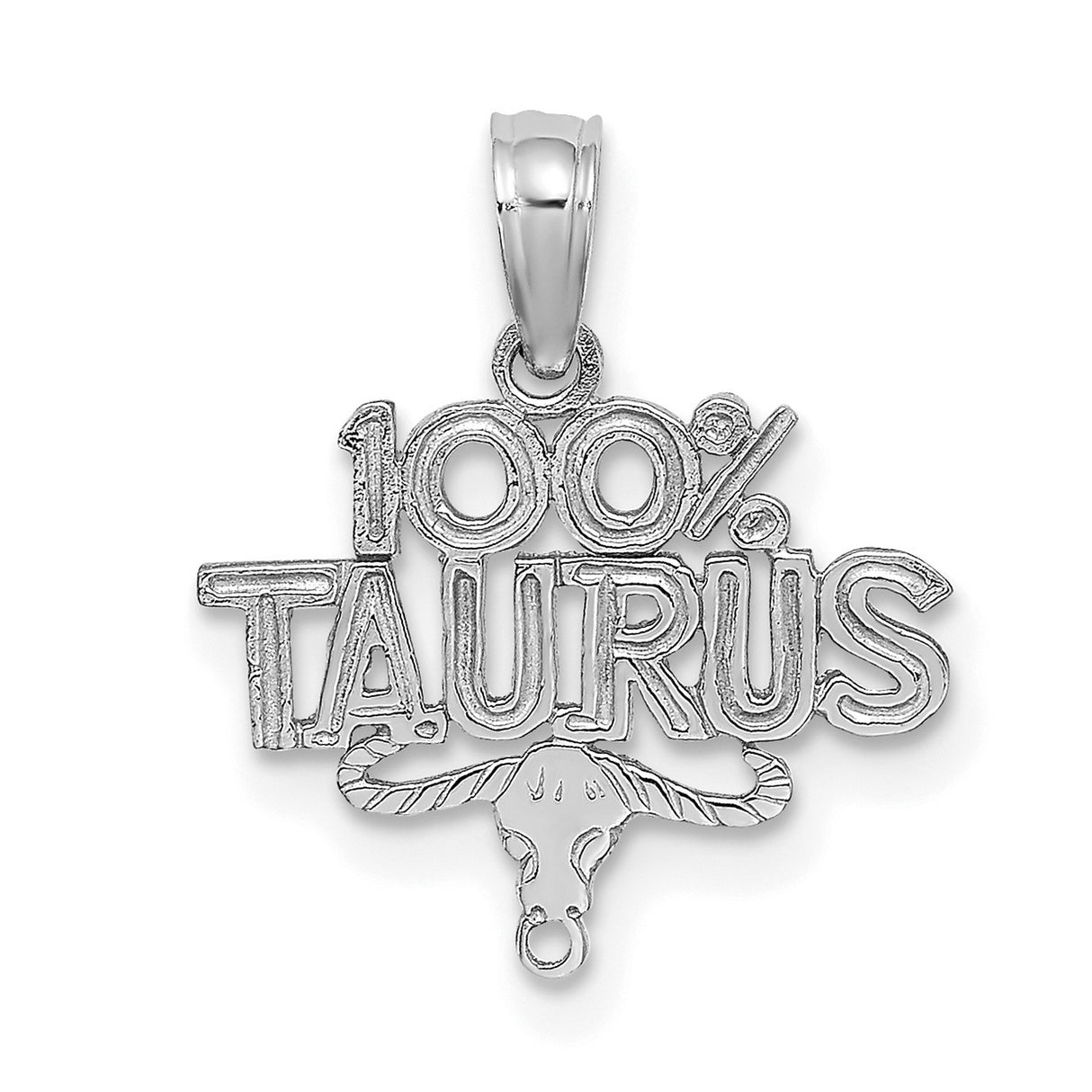 100% TAURUS Zodiac Charm Pendant in Real 14k White Gold