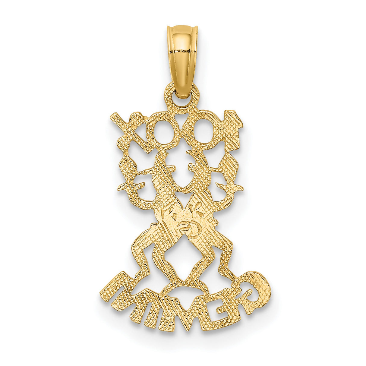 100 Percent Gemini Word Charm Pendant in Real 14k Yellow Gold