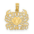 100% Cancer Words And Crab Zodiac Symbol Charm Pendant in Real 14k Yellow Gold