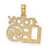 100% Leo Words And Lion Zodiac Symbol Charm Pendant in Real 14k Yellow Gold