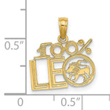 100% Leo Words And Lion Zodiac Symbol Charm Pendant in Real 14k Yellow Gold