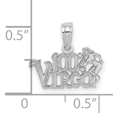 14k White Gold Virgo Pendant with Female Zodiac Figure, Celestial Astrology Charm