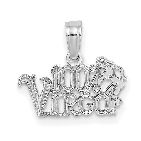 14k White Gold Virgo Pendant with Female Zodiac Figure, Celestial Astrology Charm