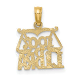 100% Libra Words And Scales Zodiac Symbol Charm Pendant in Real 14k Yellow Gold