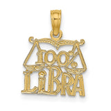 100% Libra Words And Scales Zodiac Symbol Charm Pendant in Real 14k Yellow Gold