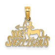 100% Sagittarius Words And Archer Zodiac Symbol Charm Pendant in Real 14k Yellow Gold