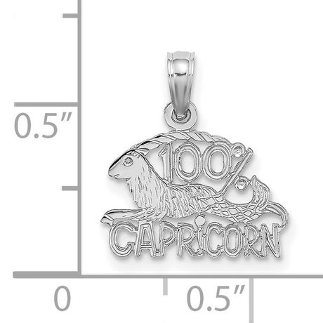 14k White Gold Capricorn Pendant with Goat Mermaid Zodiac Symbol, Unisex Charm