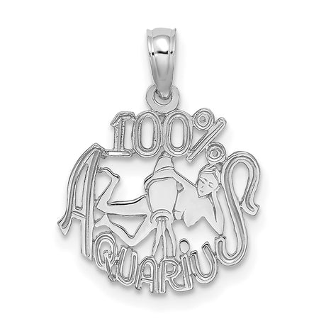 14k White Gold Aquarius Pendant with Stylized Water Bearer Design