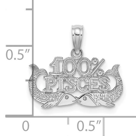 14k White Gold Pisces Zodiac Pendant with Intertwined Fish Design
