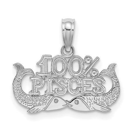 14k White Gold Pisces Zodiac Pendant with Intertwined Fish Design