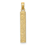 14k Yellow Gold Ruler Pendant with Inch Markings, Unisex Measurement Charm